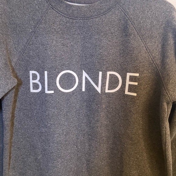 Brunette The Label Gray Crew Neck Sweater with Blonde Graphic - Picture 2 of 5